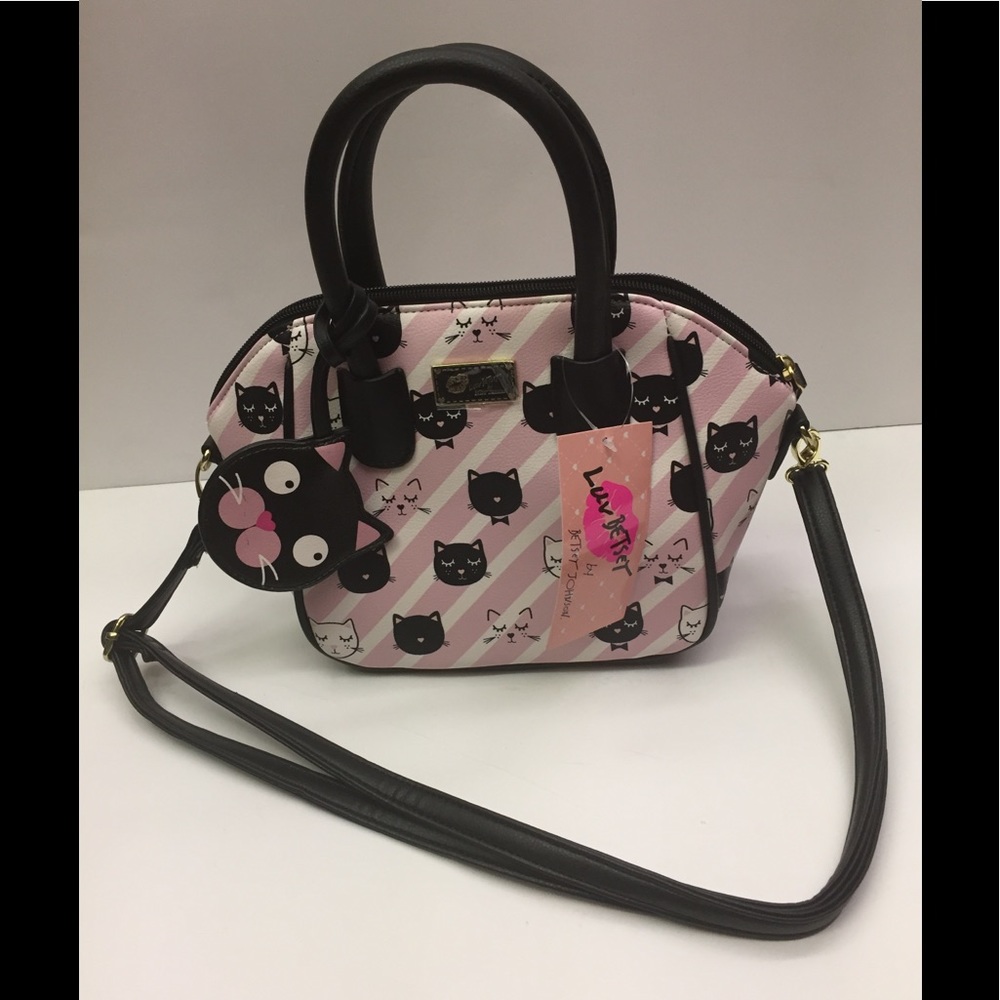 Luv๐Betsey Johnson Blk Cat Blush Pink Crossbody - Picture 3 of 8